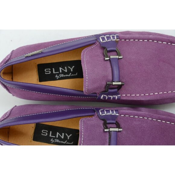 SLNY Purple Leather Silver Horsebit Slip On Driving Loafers Shoes Men\'s Size 9